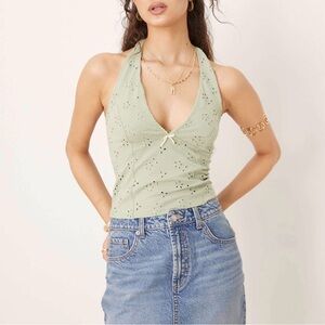 Free people full bloom Green Halter Top